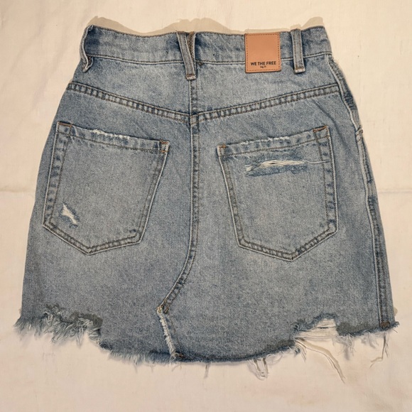 Free People “Brea” Women’s High Waist Cut Off Button-fly Denim Skirt 24R - Picture 12 of 13
